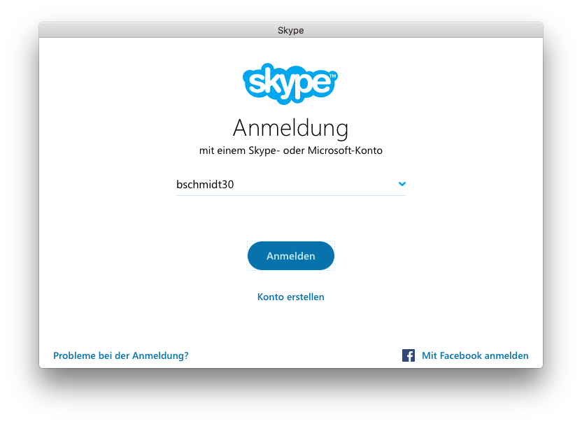 skype for mac username